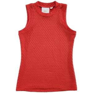 Anthropologie Maeve Knit Tank Top Womens XS Orange‎ Red Jacquard Textured Casual